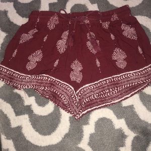 Red flowy shorts